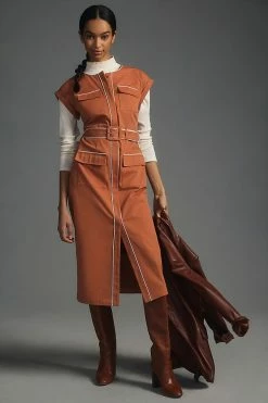 Best Pirce ???? Mare Mare X Anthropologie Utility ???? Shirt ???? Dress HONEY ????