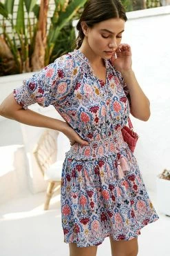 Top 10 ???? Roller Rabbit Ikat Paisley Fiorella Midi ???? Dress PINK ????