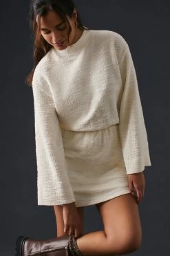 Wholesale ???? Dolan Left Coast DOLAN Mock-Neck Bouclé ???? Dress IVORY ????