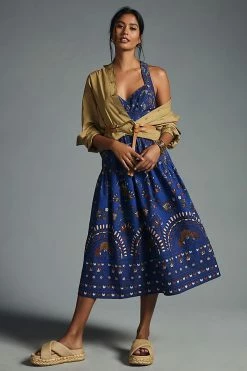 Buy ???? By Anthropologie Printed Sweetheart ???? Dress BLUE MOTIF ????