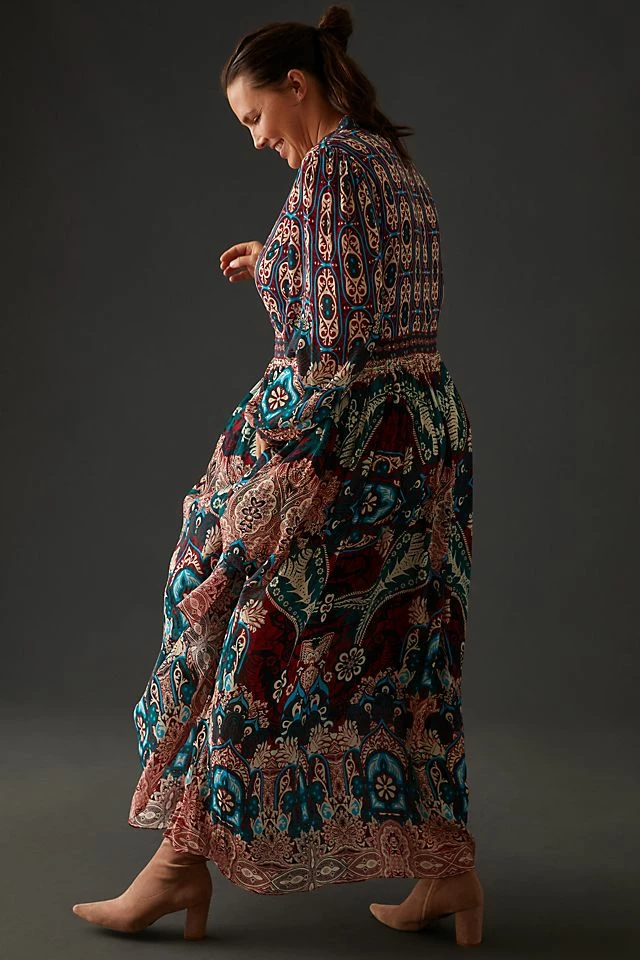 Best Sale ???? Bhanuni By Jyoti Patterned Maxi ???? Dress WINE ???? - Image 5