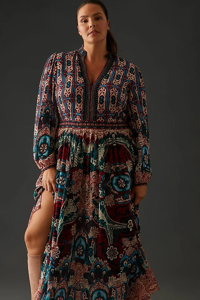 Best Sale ???? Bhanuni By Jyoti Patterned Maxi ???? Dress WINE ???? - Image 6