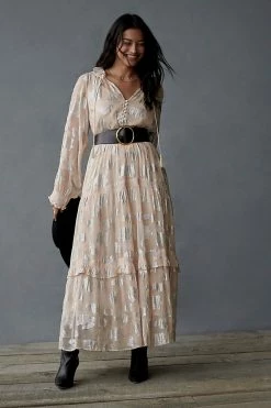 Promo ???? By Anthropologie The Marais Chiffon Maxi ???? Dress: Shine Edition PEACH ????