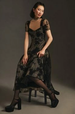 Flash Sale ✔️ Geisha Designs Floral Appliqué ???? Dress BLACK ❤️