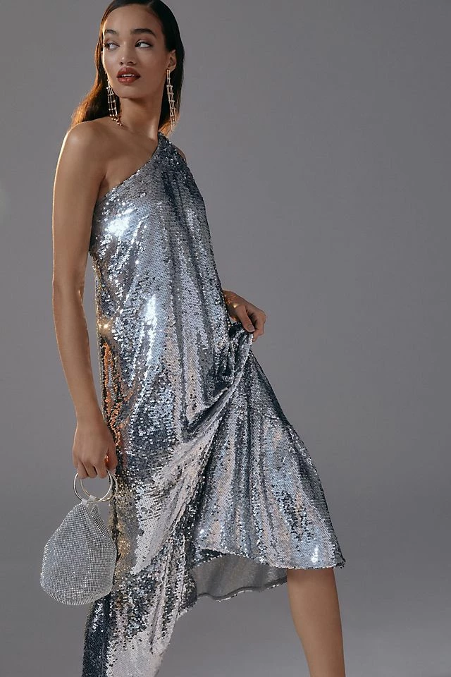 Top 10 ???? Maeve One-Shoulder Sequin ???? Dress BLACK ???? - Image 3