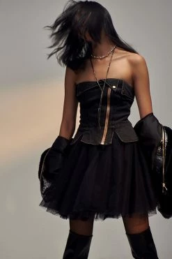 Deals ???? Pilcro Strapless Tulle Mini ???? Dress BLACK ????