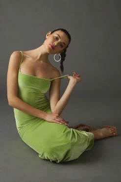 Discount ???? Delfi Collective Velvet Slip ???? Dress LIME ⌛