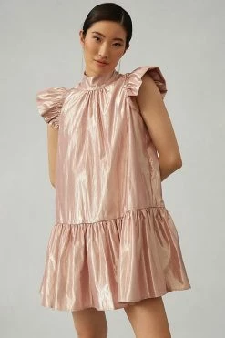 Best deal ???? Corey Lynn Calter Flutter-Sleeve Shine ???? Dress PINK ✨