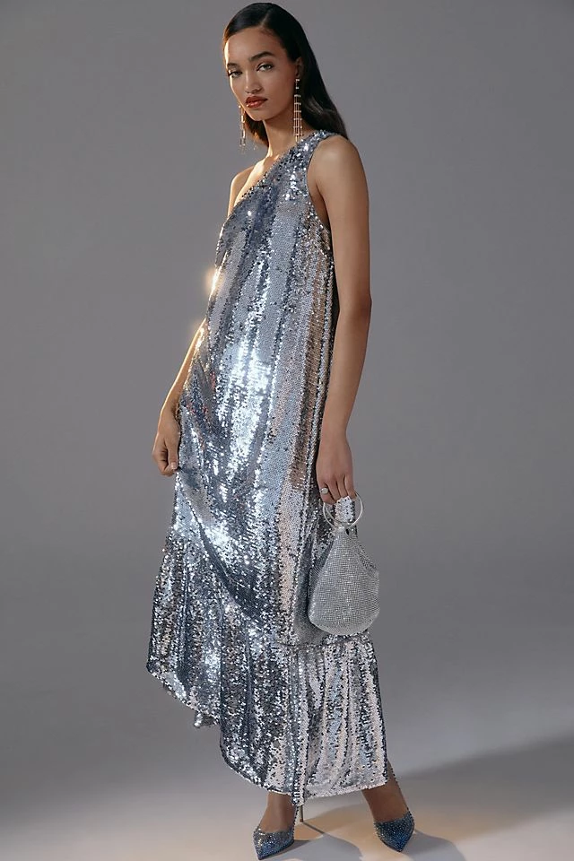 Top 10 ???? Maeve One-Shoulder Sequin ???? Dress BLACK ???? - Image 4
