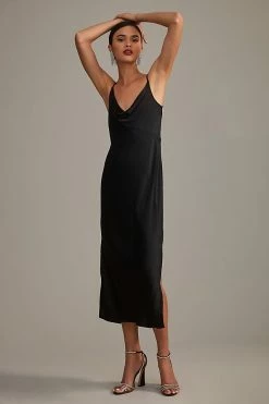 New ???? By Anthropologie Elyse Bias Slip ???? Dress BLACK ⭐