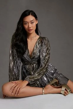 Deals ❤️ Sabina Musayev Balloon-Sleeve Mini ???? Dress GOLD ⭐