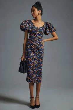 Best Pirce ???? Hunter Bell Puff-Sleeve ???? Dress BLACK MOTIF ????