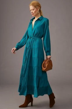 Flash Sale ⌛ By Anthropologie Tiered Button-Front ???? Dress TURQUOISE ????