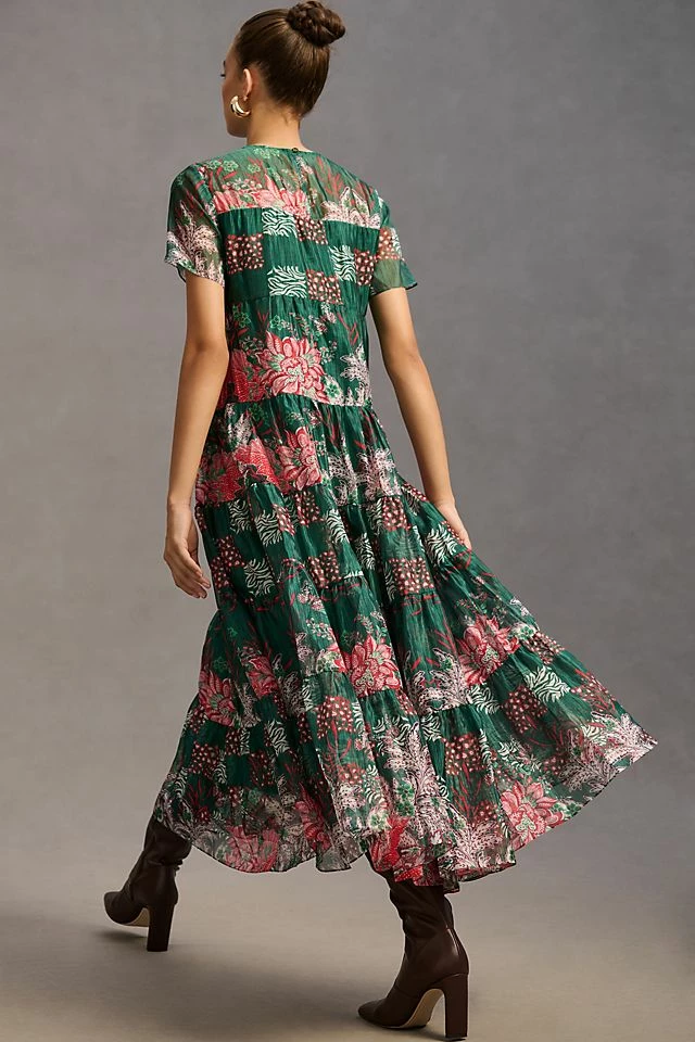 Best reviews of ✔️ Bhanuni By Jyoti Bhanuni Jyoti Tiered Short-Sleeve ???? Dress GREEN ???? - Image 3