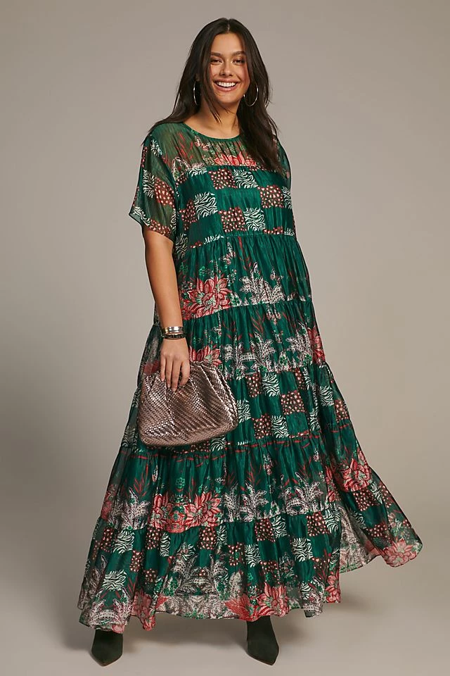 Best reviews of ✔️ Bhanuni By Jyoti Bhanuni Jyoti Tiered Short-Sleeve ???? Dress GREEN ???? - Image 6